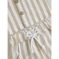 thumbnail image 6 of Toddler Baby Boys Cotton Linen Outfits Striped Short Sleeve Lapel Button Down Shirt Shorts Sets Summer Clothes, 6 of 6