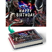 TNCT Marvel Venom Vs Carnage Edible Cake Image Topper, Personalized 1/4 Sheet Birthday Cake Banner for Marvel Themed Parties