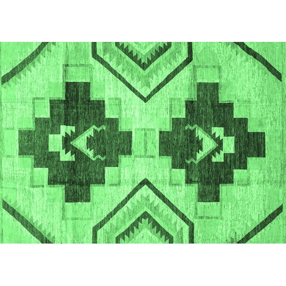 Ahgly Company Indoor Rectangle Southwestern Emerald Green Country Area Rugs, 6' x 9'