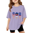 thumbnail image 3 of CCRFTGI 250 Anniversary USA Flag Shirts for Kids Girls Size 8 Short Sleeve Funny July 4th Celebration Summer Freedom T-Shirts Patriotic Girls Fashion Outfit Purple 5-6 Years, 3 of 4