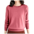 thumbnail image 1 of Women's Wool Blend Crewneck Pullover Sweater Long Sleeve Thermal Base Layer Top for Travel and Hiking, 1 of 8