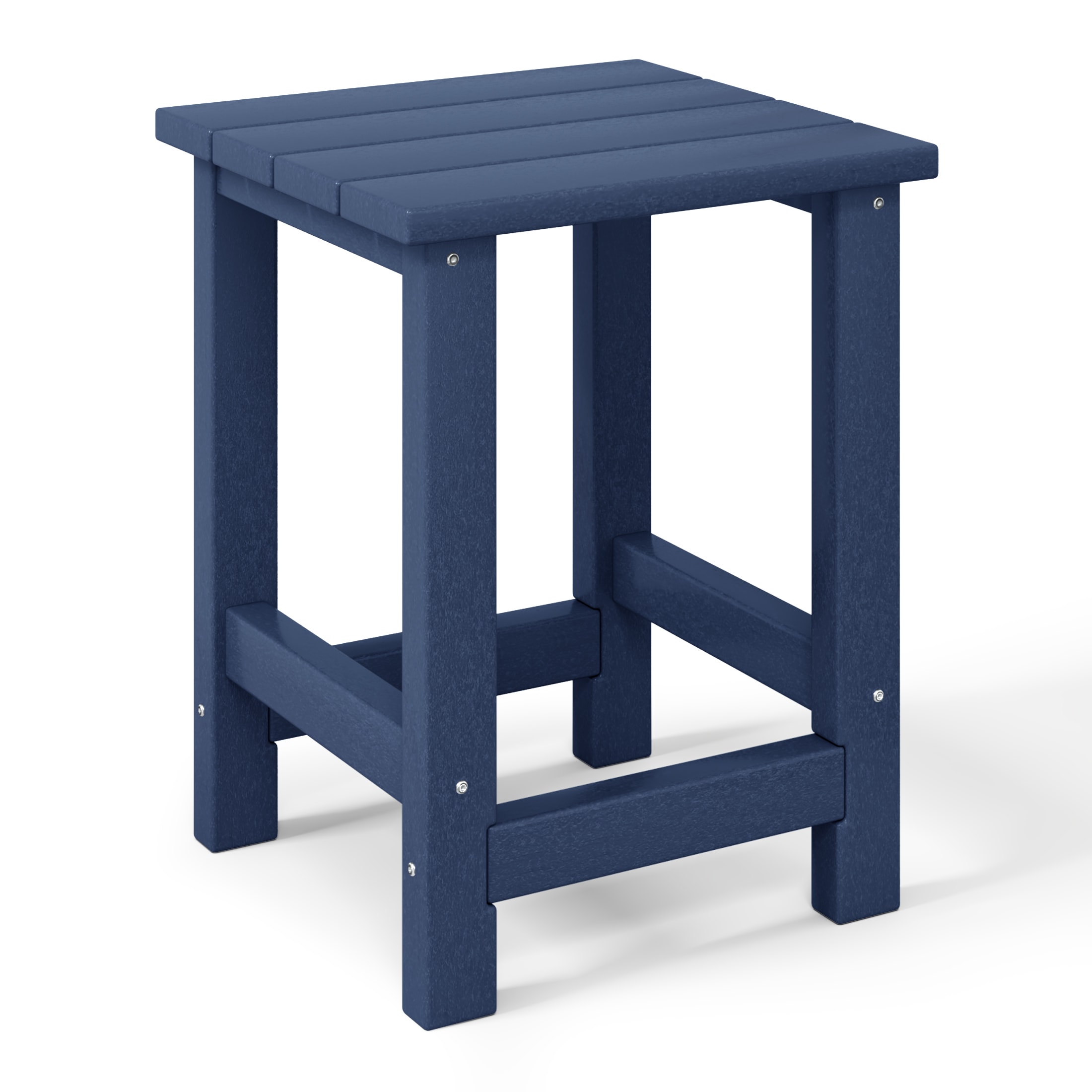 WestinTrends Malibu 3-Piece Kids HDPE Adirondack Chairs Set with Square Side Table and Cup Holders, Navy Blue