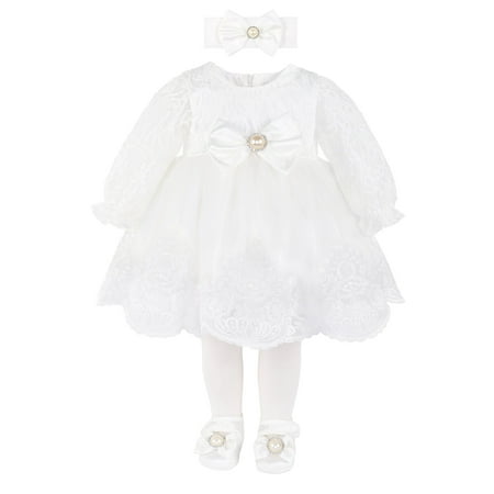 

T.F. Taffy Taffy Baby Girl Newborn Christening Baptism White Size 0-3 Months