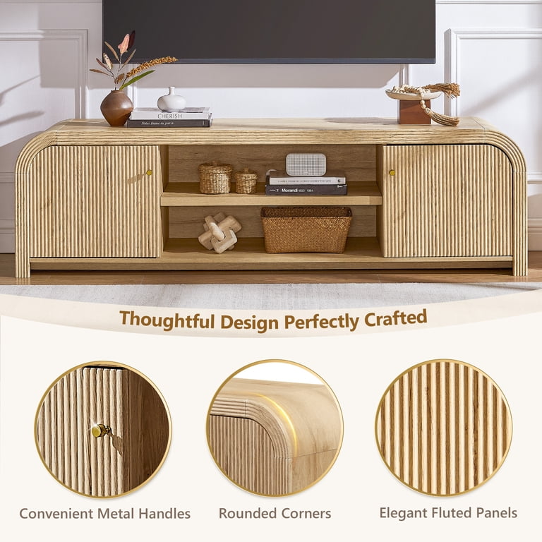 KeyWhat Fluted TV Stand for TVs Up to 80", Storage Cabinet photo 8