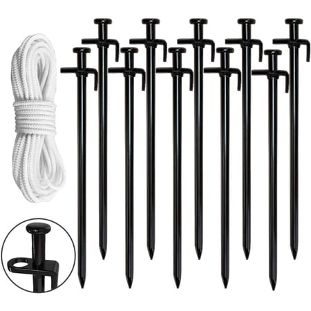 Eurmax 10PC Pack 12 inch Multiuse Heavy Duty Steel Tent Stakes Tarp Pegs