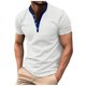 thumbnail image 1 of Camiseta de manga corta con cuello en V y canalé liso para hombre - Verano informal, mezcla de poliéster, vacaciones/oficina - Tallas S-XXXL, 1 of 8