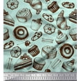 thumbnail image 1 of Soimoi Poly Georgette Fabric Cupcake,Donut & Cookies Food Print Sewing Fabric Yard 52 Inch Wide, 1 of 1