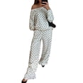 thumbnail image 2 of WULMLEO Women's 2 Piece Sets Polka Dots One Shoulder Loose Sweatshirt and Wide Leg Sweatpants Outfits 2026 Casual Trendy Suit Outfits White S, 2 of 6