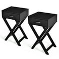 thumbnail image 1 of Costway 2PCS Nightstand x-Shape Drawer Accent Side End Table Modern Home Furniture Black, 1 of 10