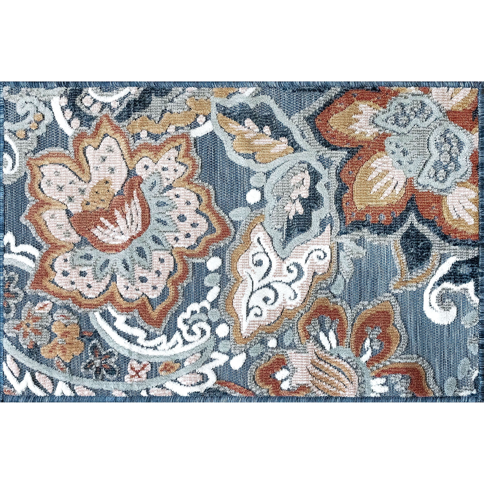 2x3 Water Resistant, Small Indoor Outdoor Rugs for Patios, Front Door Entry, Entryway, Deck, Porch, Balcony | Outside Area Rug for Patio | Dark Blue, Floral | Size: 1'11'' x 3'