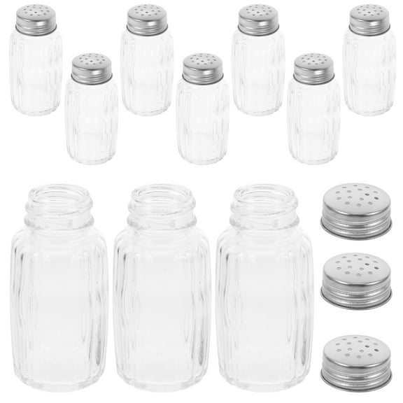 10 Pcs Salt Shaker Set Cups and Pepper Pinch Pots Stone Shakers Transparent