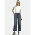 thumbnail image 2 of Time and Tru Women's and Women’s Plus High Rise Wide Leg Jeans with Frayed Cuffs, Sizes 2-28, 2 of 6