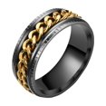 thumbnail image 2 of Opvise Men Ring Simple High Polished Fashion Jewelry Rotating Chain Inlaid Finger Ring for Party, 2 of 8
