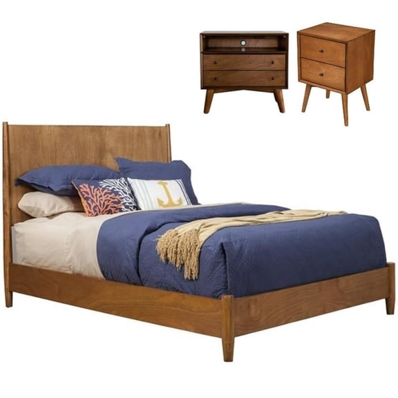 Home Square 3 Piece Set with Large Nightstand Standard King Bed & Nightstand