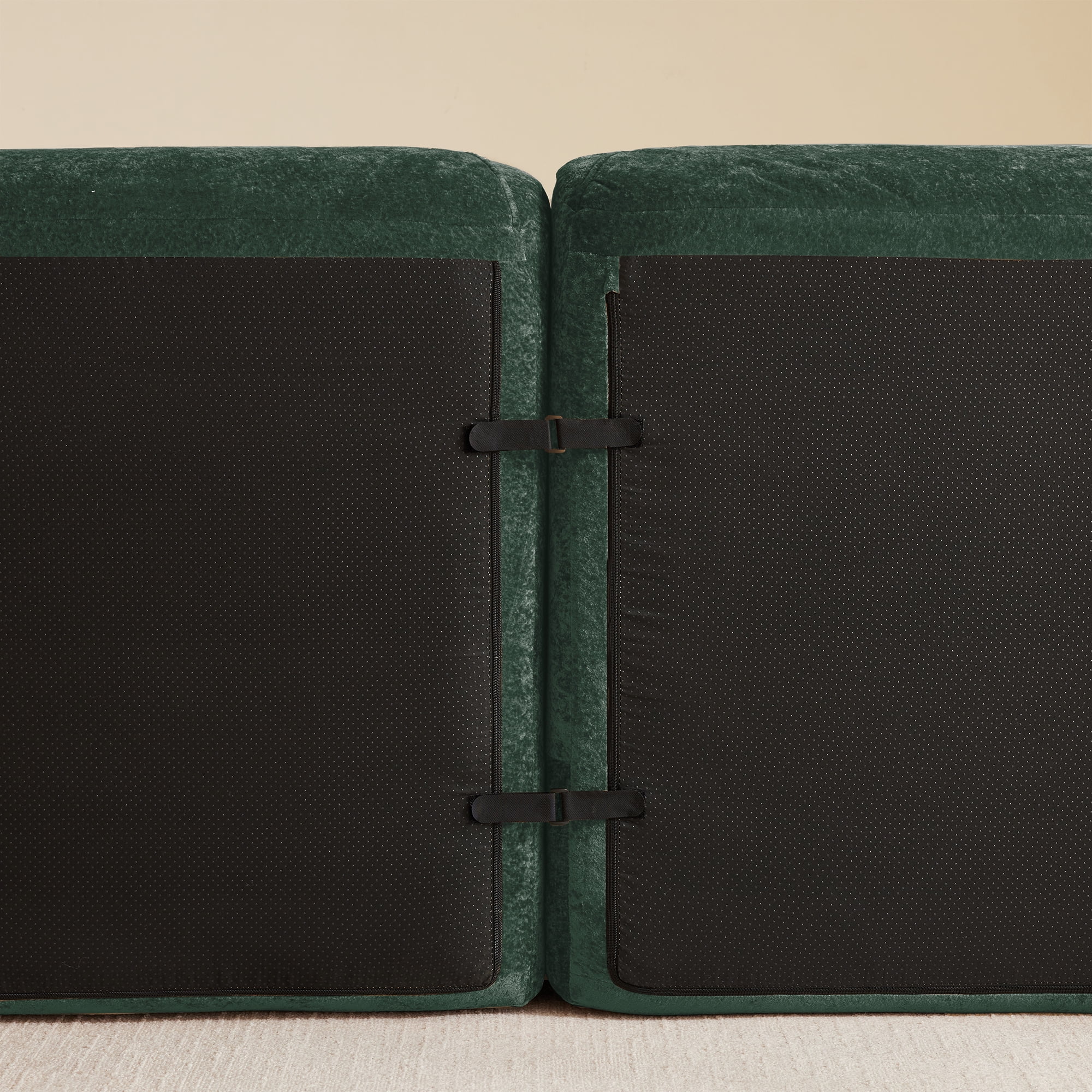 Aukfa Velvet Tufted Modular Sectional Sofa, 80" Boneless Loveseat for Living Room, Green