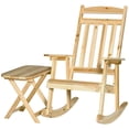 thumbnail image 2 of Spaco 2 Pieces Wood Patio Bistro Set for Outdoor as Backyard, Lawn, Garden, Outdoor Rocking Chair Set with Armrests and High Back Rocking Chair and Portable Side Table, Natural, 2 of 11