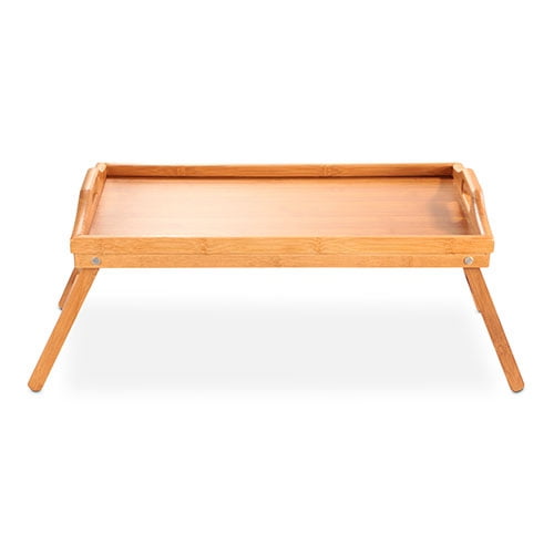 Bed Tray Table, Breakfast Tray Bamboo Folding Bed Table Serving Snack Tray Laptop Desk with Handles