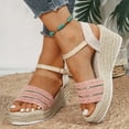 thumbnail image 3 of Rokment Womens Espadrilles Wedges Dressy Sandals Fashionable Casual Open Toe Platform Chunky High Heels Dress Summer Shoes for Ladies Woman Beach Vacation Pink Size 9, 3 of 6