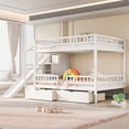 thumbnail image 4 of Harper & Bright Designs Full Over Full Bunk Bed with Slide and Storage Staircase, Full Size Solid Pine Wood Bunk Bed Frame with 2 Drawers and Guardrail, White, 4 of 11