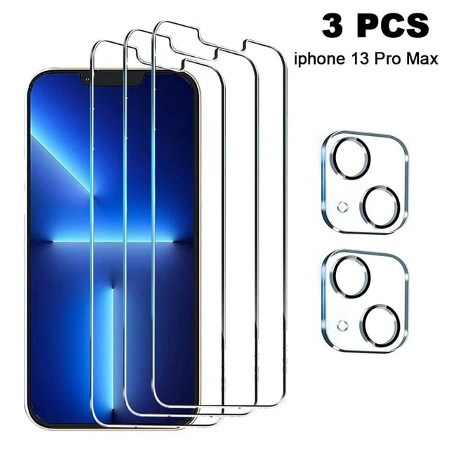 Protecteur d'Écran en Verre pour iPhone13, iPhone 13 Pro, iPhone 13 Pro Max Protecteur d'Objectif de Caméra, Film en Verre Trempé Plein Écran, HD - Sans Bulles - Résistant aux Rayures
