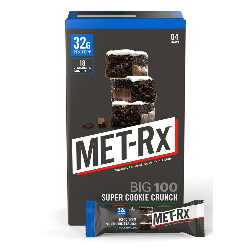 Are Met-rx Bars Good For You MET-Rx Big 100 Protein Bars, Super Cookie Crunch, 32g Protein, 4 Ct