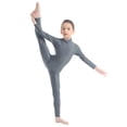 thumbnail image 3 of ZDHoor Girls Long Sleeves Ballerina Gymnastics Leotard Full Length Performance Jumpsuit Unitard Dark Gray 11-12, 3 of 7