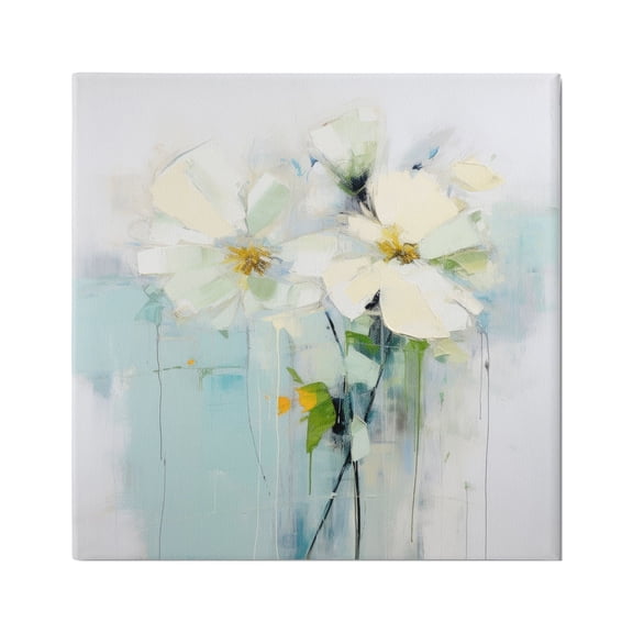 Stupell Industries Abstract White Petals Abstract Painting Gallery Wrapped Canvas Art Print Wall Art, 17 x 17