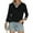 #1 Black, variant on VDJ Womens 3/4 Sleeve Tops Striped Color Block Henley V Neck T Shirts Fashion Fall Tunic Elegant Black Tee Blouse Size XL