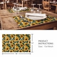 thumbnail image 3 of Placemats Set of 4, Sunflower Woven Placemat, Linen Place Mats for Kitchen/Dining Tables, Summer Floral Botanical Watercolor Yellow Green Washable Table Mats for Party, 3 of 8