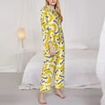 thumbnail image 3 of Honeii Banana Fruit Print Women's Pajama Sets Long Sleeve Button Down Sleepwear Nightwear Soft Pjs Lounge Sets 2PCS-Large, 3 of 7