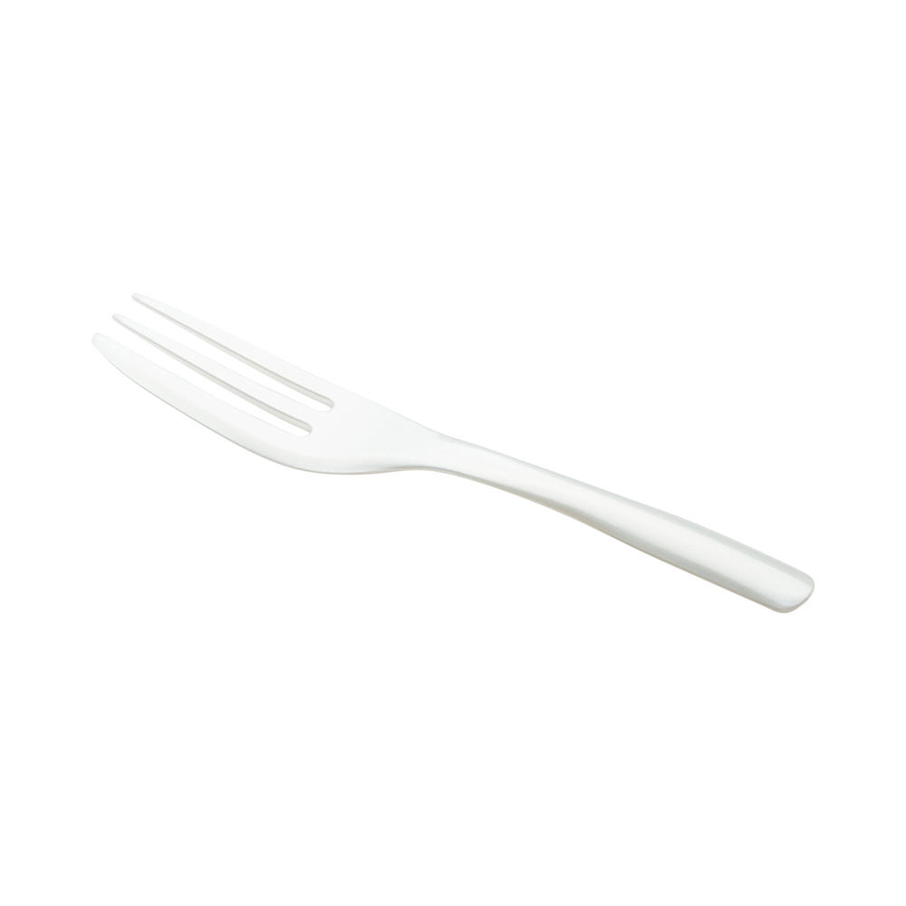 Pearl White Plastic Cake Fork with Knife Edge 4" x 3/4" 500 count