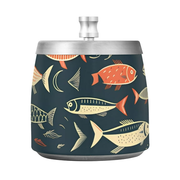 Fish Cartoon Ashtray with Lid Smell Proof Cigarette Ashtray Stainless Steel Smokeless Ash Holder for Indoor Outdoor