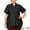 Black, variant on Women's Plus Blouse Chest Pocket Button Down Demin Shirt 1X Light Brown