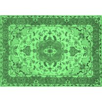Ahgly Company Indoor Rectangle Persian Emerald Green Traditional Area Rugs, 5' x 7'