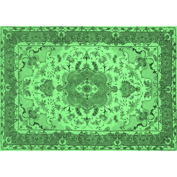Ahgly Company Indoor Rectangle Persian Emerald Green Traditional Area Rugs, 5' x 7'