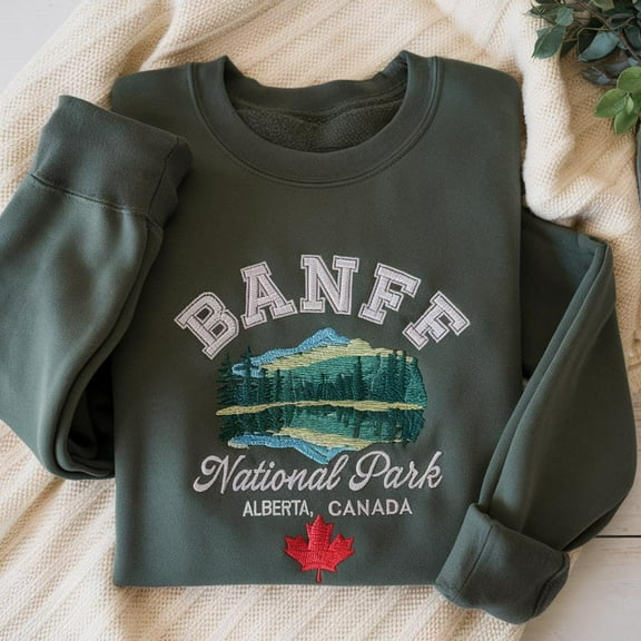 Embroidered Banff Canada Sweatshirt, Lake Louise Sweatshirt, Banff Shirt, Banff National Park, Alberta Adventure Shirt, Parks Canada Gift