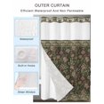 thumbnail image 4 of No Hook Shower Curtain with Snap-in Liner, Sage Green Floral Waterproof Fabric Bathroom Curtains, Ethnic Tribe Abstract Art Flowers Bath Curtains & Mesh Top Window 66"x72", 4 of 9