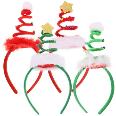 

Qumonin Christmas Tree Headbands Sequin Xmas Tree Hats with Bells - Set of 4
