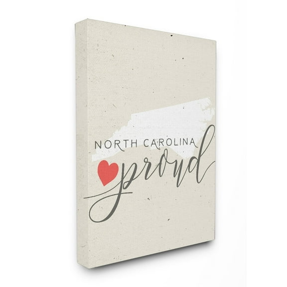 Stupell North Carolina Proud with Heart Stretched Canvas Wall Art 30 x 40