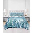 thumbnail image 2 of Quilts Full Size Bedding Set, Turquoise Jellyfish Coastal Lightweight Quilted Comforter, Summer Ocean Seaweed Wooden Soft Reversible Bedspread Coverlet with Pillow Covers for All Season, 78" x 90", 2 of 7