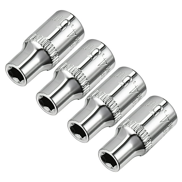 Unique Bargains 4Pcs 1/4-inch Drive 4.5mm Cr-V 6-Point Shallow Socket