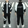 thumbnail image 5 of TiaoBug Kids Boys Athletic Sweatsuits Sets Tracksuit Long Sleeve Zipper Jacket with Sweatpants Sport Suit Black 11-12, 5 of 7