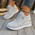 thumbnail image 2 of Pandaie Womens Wedges Sneakers Casual Platform PU Leather Walking Shoes Fashion Mesh Breathable Shoe Comfortable Non Slip Footwear Grey 7, 2 of 8