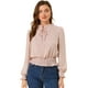 thumbnail image 1 of Blusa De Mujer Con Volantes Y Peplum Con Cuello Alto Y Manga Abullonada Rosa L, 1 of 6
