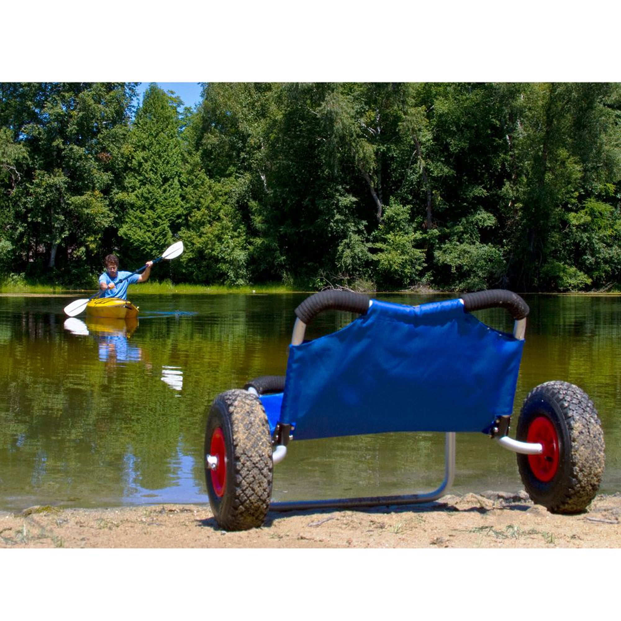 Elevate Outdoors Kayak & Canoe Dolly Cart with Seat, Portable Chair, 220 lb Capacity, Blue