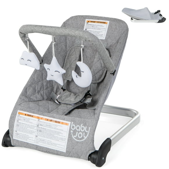 Gymax Baby Bouncer, Foldable Baby Rocker with 5-point Safety Harness