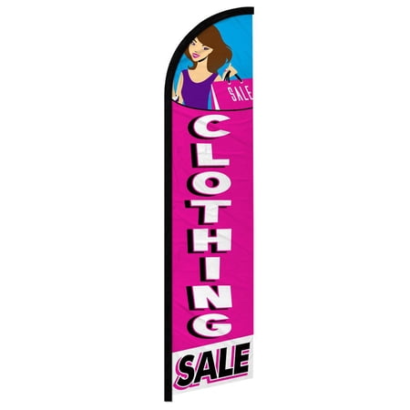 OnPoint Wares| Clothing Sale Windless Banner Flag | Advertising Flag/Business Flags | 11.5ft x 2.5ft