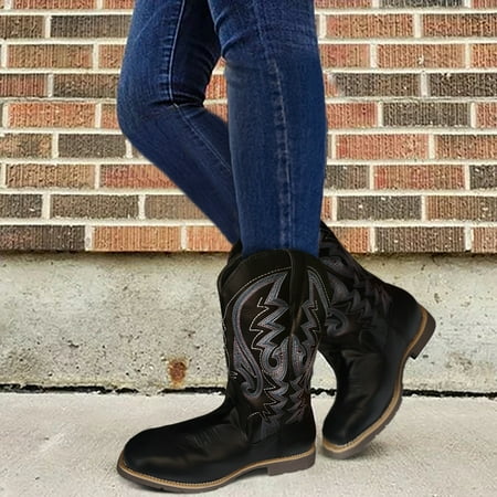 

ERTUTUYI Women s Boots Cowboy Boots For Women Boots Womens Cowboy Boots For Women Vintage Embroidery Chesil Boots Shoes Black 38