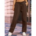 thumbnail image 4 of Women'S Wide Leg Sweatpants High Waisted Baggy Interior Drawstring Sweatpants Straight Leg Sweat Pants Brown S, 4 of 7