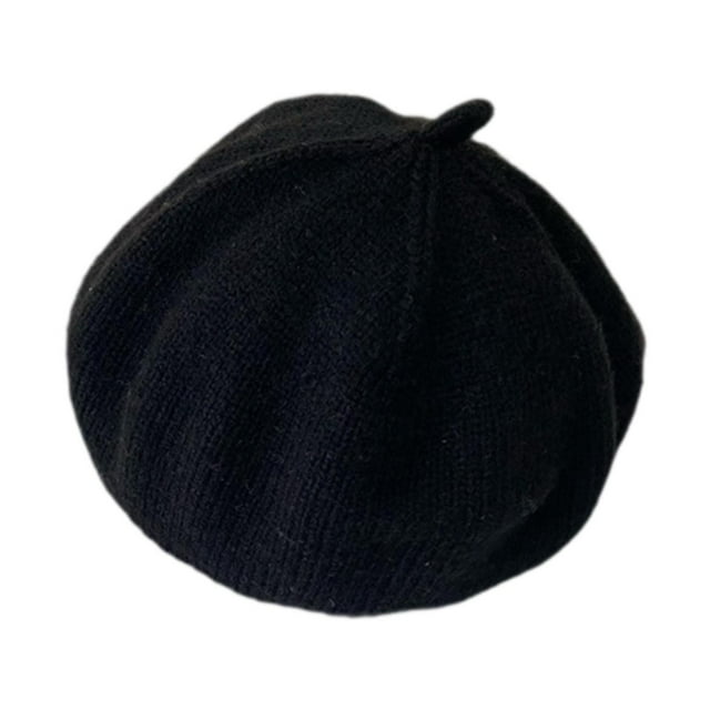 Boina francesa de punto, gorro informal de pintor para niños de 5 a 30 meses, gorro de vendedor de periódicos Negro
